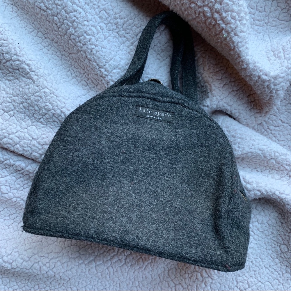 Kate Spade Wool Handbag Gray Grey EUC